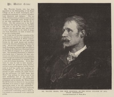 Herr Walter Crane, der neue Direktor des Royal College of Art, South Kensington von English School